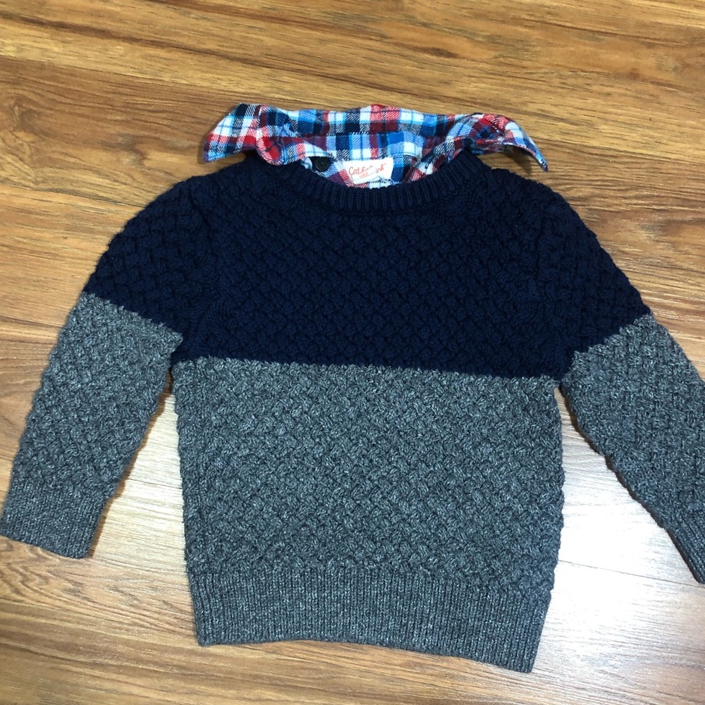 Cat & Jack 18months plaid collard blue sweater